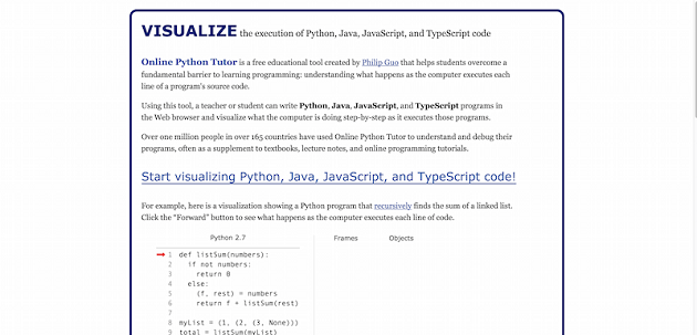 Học lập trình Python trực tuyến cơ bản và nâng cao tại Python Tutor