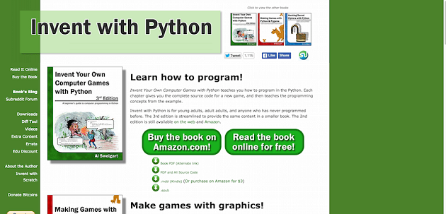 Học lập trình Python trực tuyến cơ bản và nâng cao tại Invent with Python