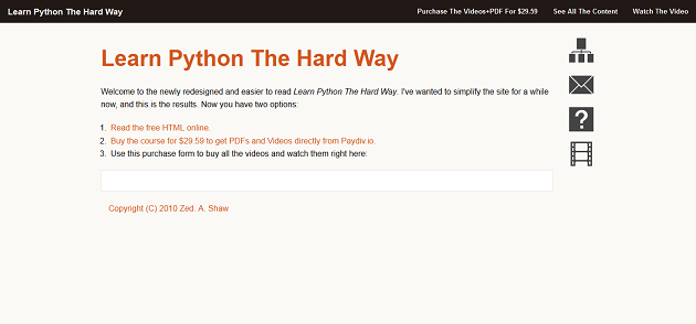 Học lập trình Python trực tuyến cơ bản và nâng cao tại Learn Python the Hard Way
