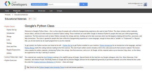 Học lập trình Python trực tuyến cơ bản và nâng cao tại Google