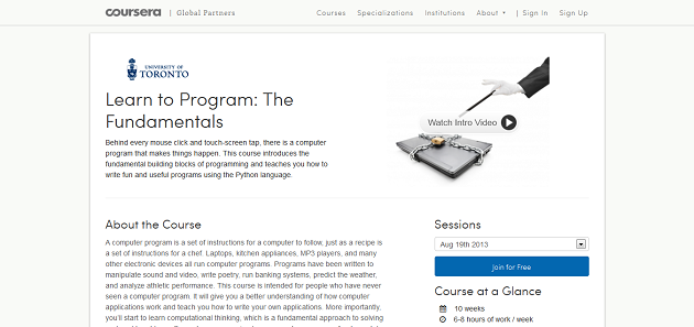 Học lập trình Python trực tuyến cơ bản và nâng cao tại Coursera