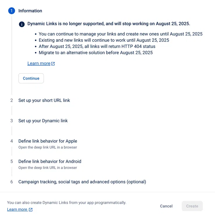 firebase dynamic links