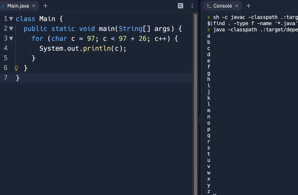 Java Print ASCII