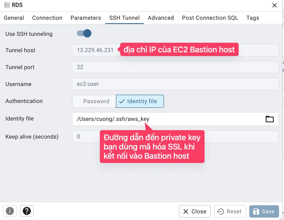 pg_admin connection SSH Tunnel