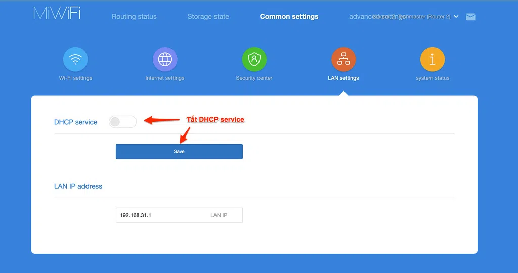 Tắt DHCP Xiaomi Wifi Pro 3