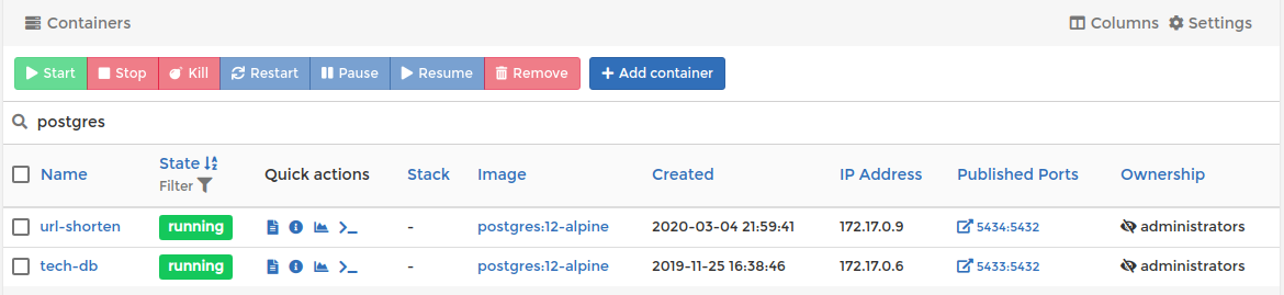 2 database cluster, mỗi cluster chạy ở một port khác nhau trên host