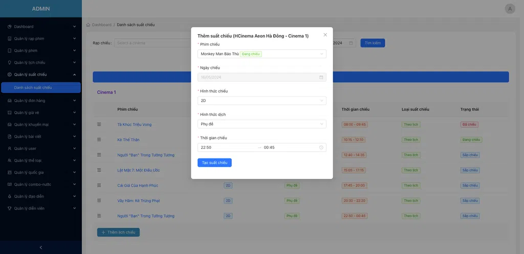 Thêm suất chiếu