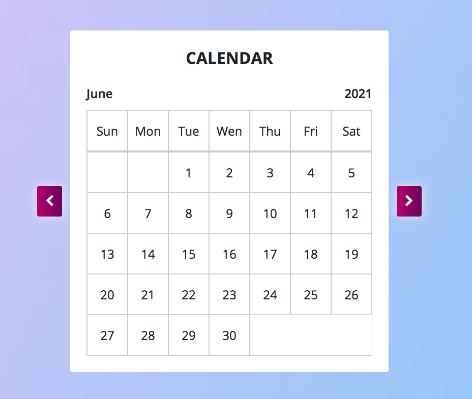 hiển thị ngày bắt đầu trong tháng - calendar