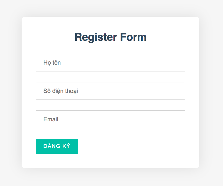 giao diện đăng ký form