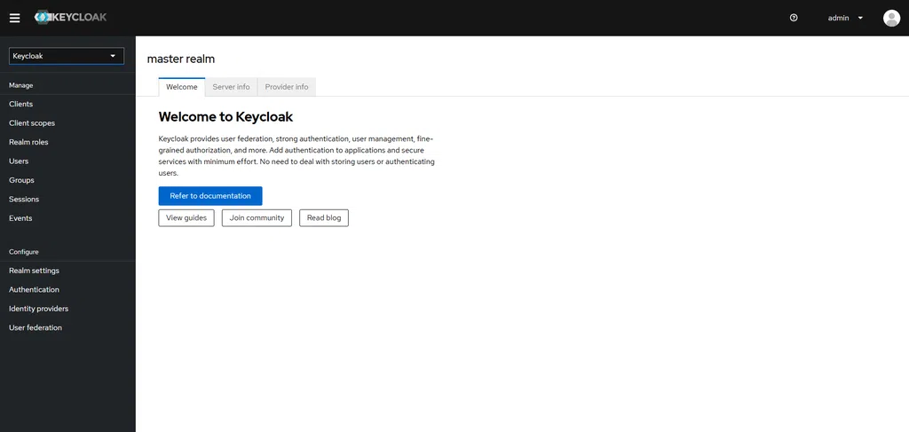 Keycloak Admin Page