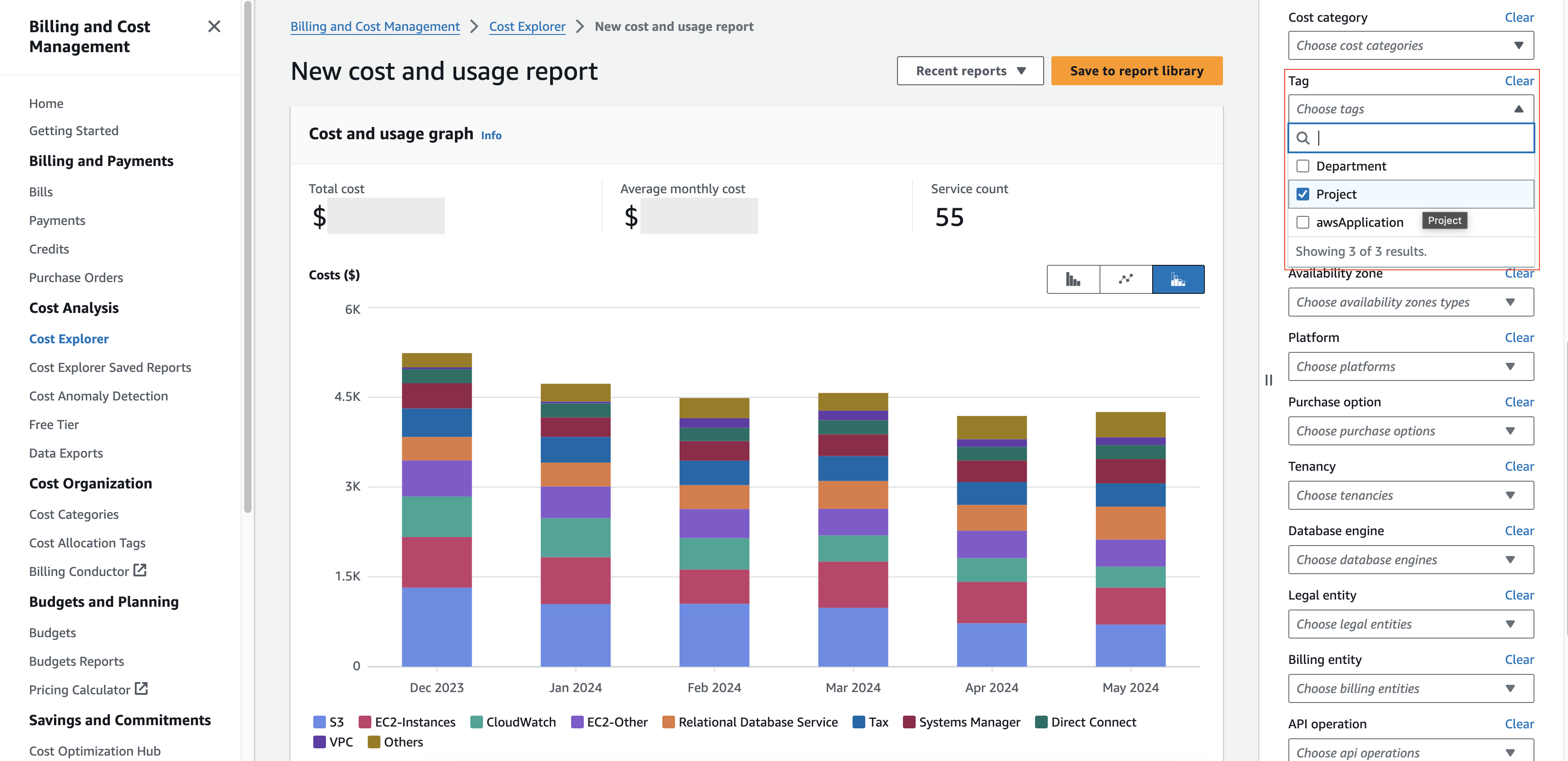 Filter Cost by tags