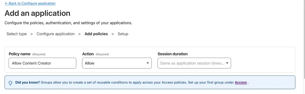 Thiết lập Access Policy