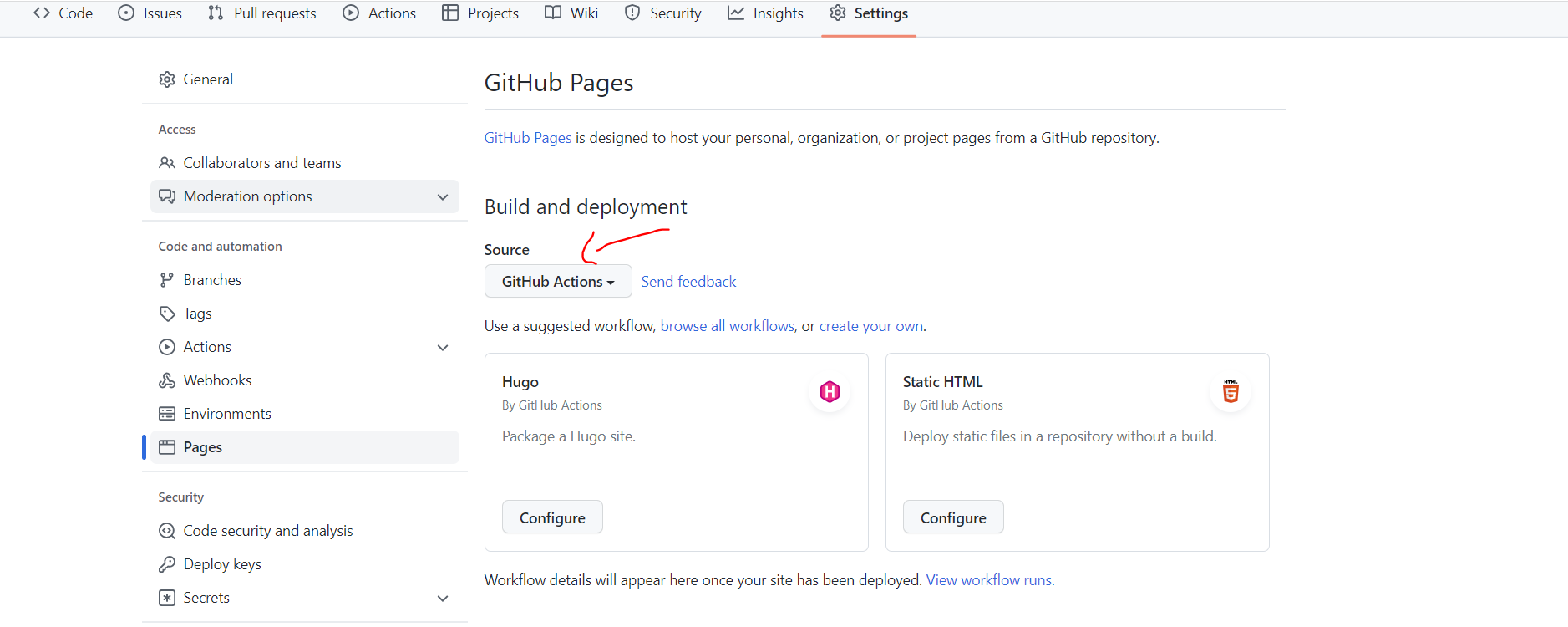 github-pages action
