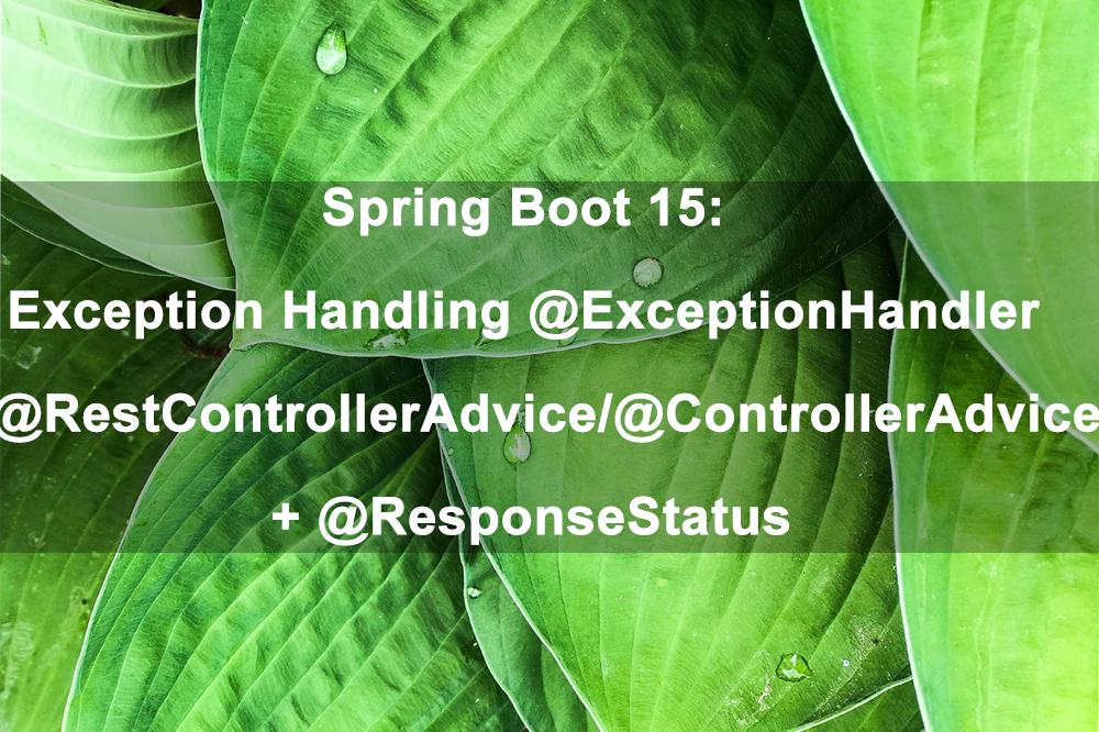 Spring Boot 15:  Exception Handling @ExceptionHandler + @RestControllerAdvice / @ControllerAdvice + @ResponseStatus
