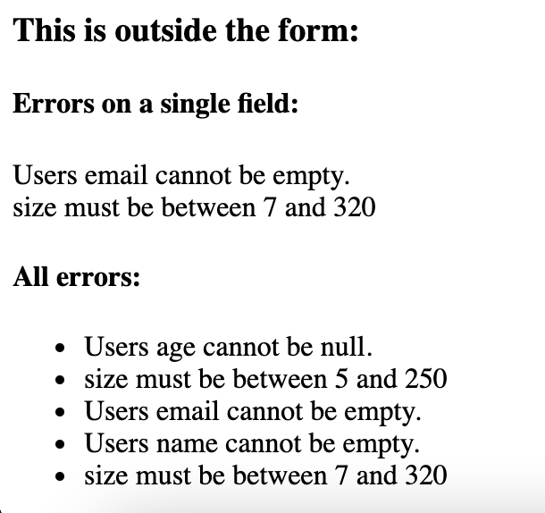 Displaying Errors Outside Forms