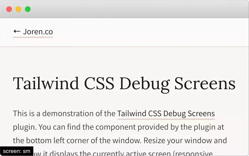 TailwindCSS Debug Screens